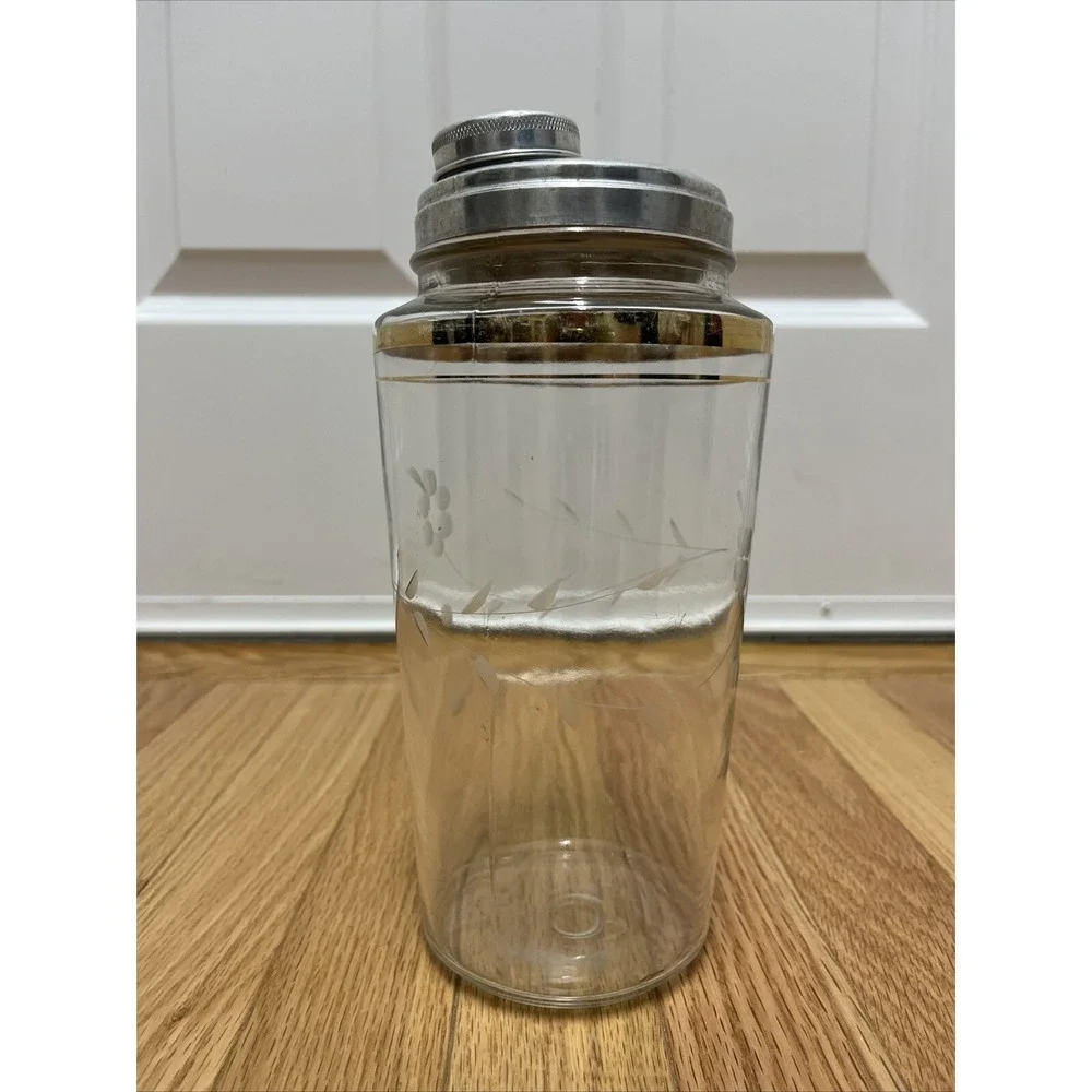 Vintage Clear Glass Large‎ Cocktail Shaker Set